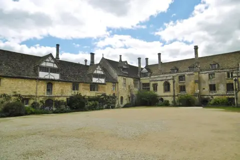 Photo of Lacock Abbey, a Grade II registered house & garden in Wiltshire, south west England.