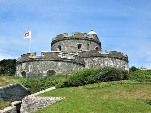 Photo of St Mawes Castle, a ruined castle in Cornwall, south west England.