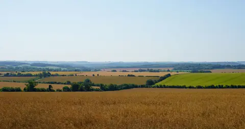 Photo of the Lincolnshire Wolds, a National Landscape in Lincolnshire, central England.