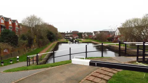 Photo of the Leeds & Liverpool Canal, a 127-mile canal running from Leeds to Liverpool, England.