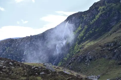 Photo of Eas a' Chual Aluinn, a waterfall near Unapool in Assynt–Coigach, Highland, the Scottish Highlands and Islands.
