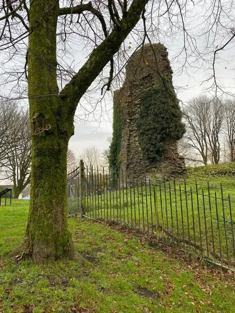 Photo of Llantrisant Castle, a ruined castle near Pontypridd, Rhondda Cynon Taf, south east Wales.