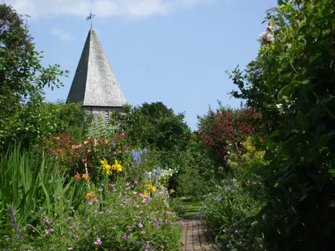 Photo of Monk's House, a house & garden near Rodmell in the South Downs, East Sussex, south east England.
