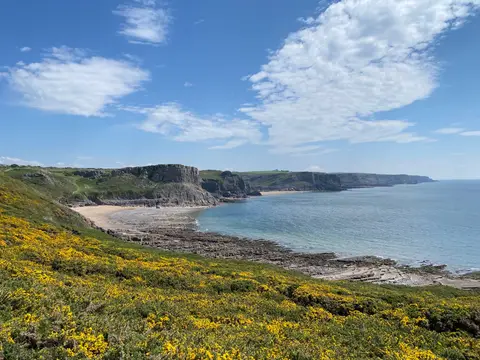 Photo of Mewslade Bay, a cove near Rhossili, Swansea, south west Wales.