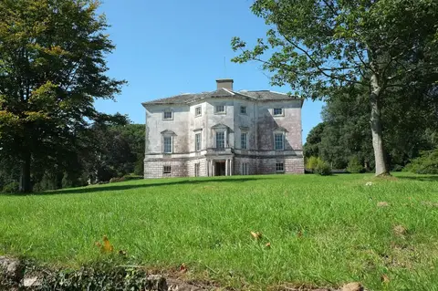Photo of Sharpham House, a Grade II* registered house & garden near Dittisham, Devon, south west England.