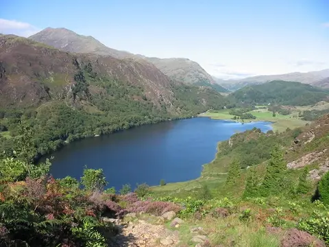 Photo of Llyn Dinas, a lake near Beddgelert in Eryri, Gwynedd, north Wales.