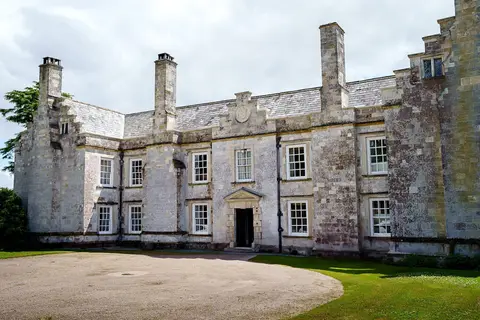 Photo of Cadhay, a Grade II registered house & garden near Ottery St Mary, Devon, south west England.
