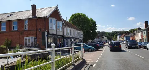 Photo of Stockbridge, a village in Hampshire, south east England.