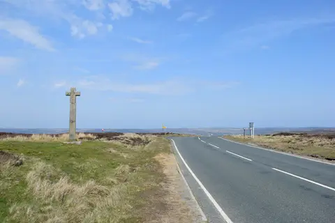 Photo of Ralph Cross, a landmark near Castleton in the North York Moors, North Yorkshire, northern England.