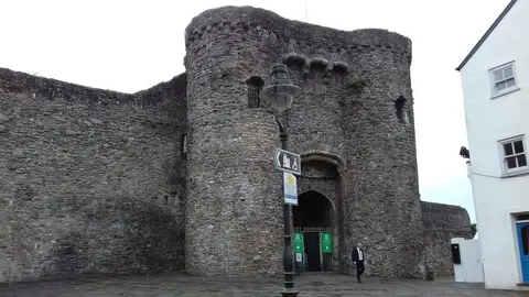 Photo of Carmarthen Castle, a ruined castle in Carmarthenshire, south west Wales.