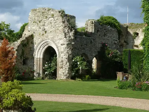 Photo of Amberley Castle, a ruined castle in the South Downs, West Sussex, south east England.