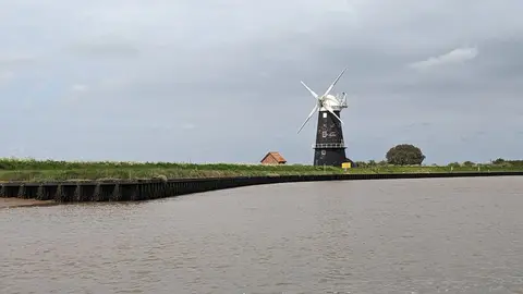 Photo of Berney Arms Windmill, a windmill near Reedham in the Broads, Norfolk, eastern England.