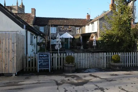 Photo of Ring O' Bells, a pub near Hinton Blewett, Somerset, south west England.