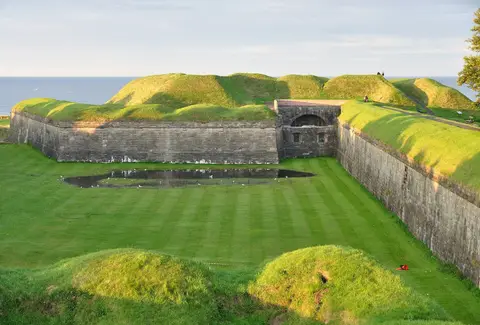 Photo of Berwick Ramparts, a landmark near Berwick-upon-Tweed, Northumberland, north east England.