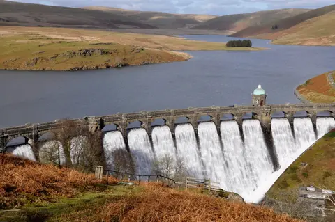 Photo of Craig Goch Dam, a landmark near Rhayader, the Powys, mid Wales.