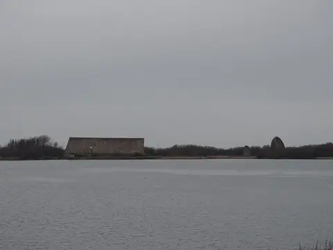 Photo of Denge Sound Mirrors, a landmark near New Romney, Kent, south east England.