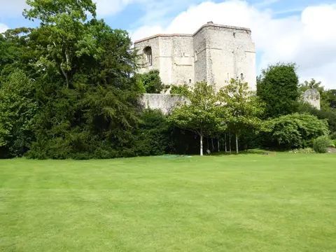 Photo of Chilham Castle keep, a ruined castle in Kent, south east England.