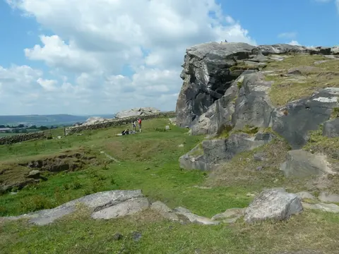 Photo of Almscliffe Crag, a rock formation near Otley, North Yorkshire, northern England.