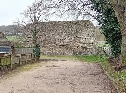 Photo of Eynsford Castle, a ruined castle in Kent, south east England.