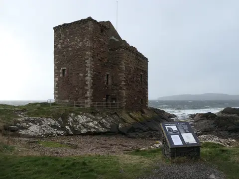 Photo of Portencross Castle, a ruined castle near West Kilbride, North Ayrshire, southern Scotland.