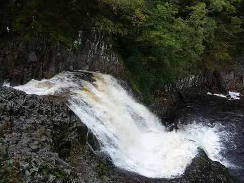 Photo of Rhaeadr Mawddach, a waterfall near Trawsfynydd in Eryri, Gwynedd, north Wales.