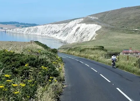 Photo of the coast at Compton Bay and Downs, the Isle of Wight, south east England.