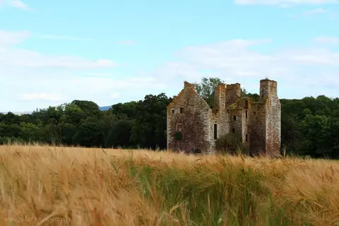 Photo of Innerpeffray Castle, a ruined castle near Muthill, Perth and Kinross, central Scotland.