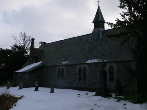 Photo of St Winifred's Church, Gwytherin, a church in Conwy, north Wales.