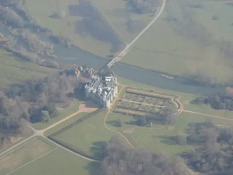Photo of Longford Castle, a Grade II* registered house & garden near Salisbury, Wiltshire, south west England.