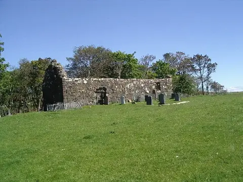 Photo of Kildonnan Chapel, a church in the Small Isles, Highland, the Scottish Highlands and Islands.