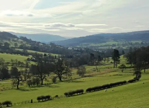 Photo of Hathersage, a village in the Peak District, Derbyshire, central England.