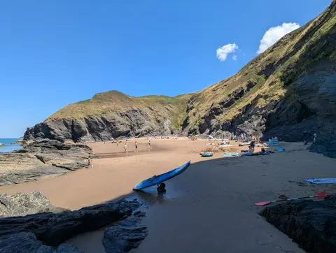 Photo of Cilborth Beach, a cove near Llangrannog, Ceredigion, mid Wales.