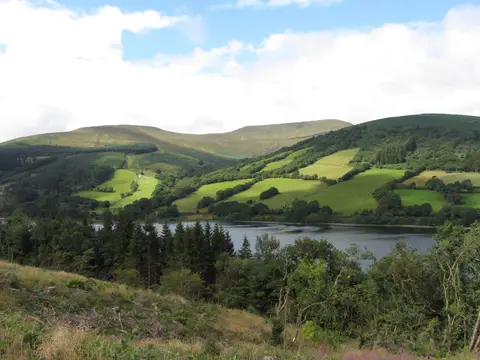 Photo of Talybont Reservoir, a reservoir near Talybont-on-Usk in Bannau Brycheiniog, the Powys, mid Wales.