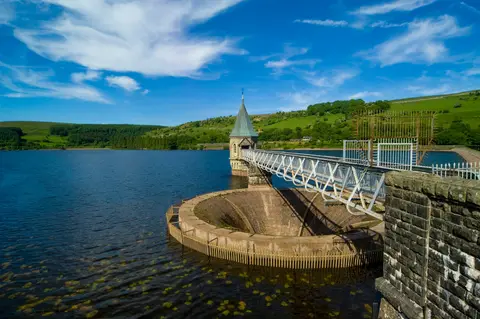 Photo of Pontsticill Reservoir, a reservoir in Bannau Brycheiniog, Merthyr Tydfil, south east Wales.
