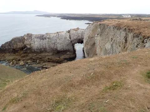 Photo of Bwa Gwyn, a rock formation near Rhoscolyn, Anglesey, north Wales.