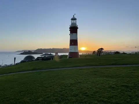 Photo of Smeaton's Tower, a lighthouse near Plymouth, Devon, south west England.