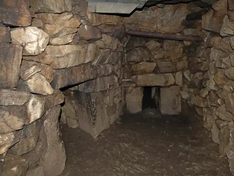 Photo of Halliggye Fogou, a souterrain near Helford, Cornwall, south west England.