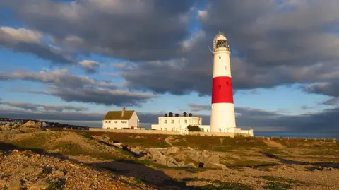 Photo of Portland Bill Lighthouse, a lighthouse near Weymouth, Dorset, south west England.