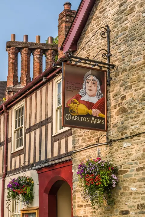 Photo of The Charlton Arms, a pub near Ludlow, Shropshire, central England.