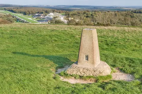 Photo of Trundle hillfort, a hillfort near Singleton in the South Downs, West Sussex, south east England.