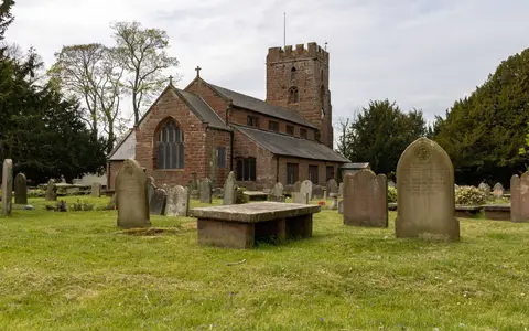 Photo of St Chad's Church, a church near Farndon, Cheshire, north west England.