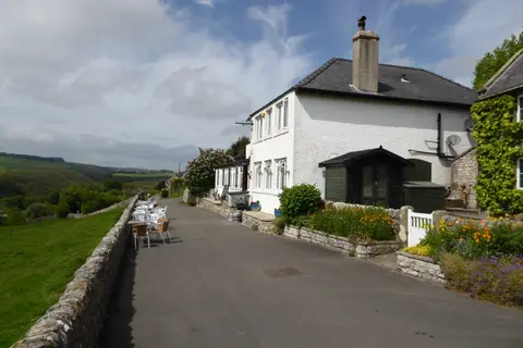 Photo of The Lathkil Hotel, a pub near Over Haddon in the Peak District, Derbyshire, central England.
