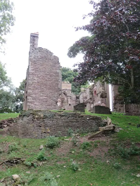 Photo of Urishay Castle, the earthworks of a former castle near Peterchurch, Herefordshire, central England.