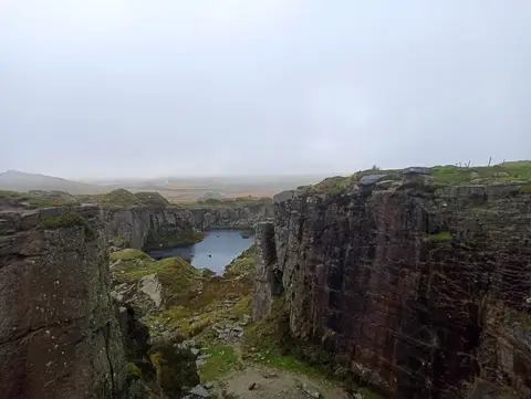 Photo of Foggintor Quarry, a pool near Postbridge in Dartmoor, Devon, south west England.