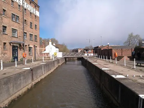 Photo of the Gloucester & Sharpness Canal, a 16-mile canal running from Gloucester Docks to Sharpness, south west England.