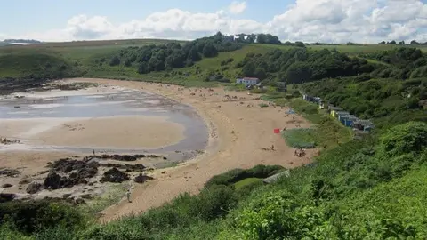Photo of Coldingham Bay, a beach near St Abbs, the Scottish Borders, southern Scotland.