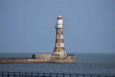 Photo of Roker Pier and Lighthouse, a landmark near Sunderland, Tyne and Wear, north east England.