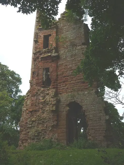 Photo of Kirkoswald Castle, a ruined castle in Cumbria, north west England.