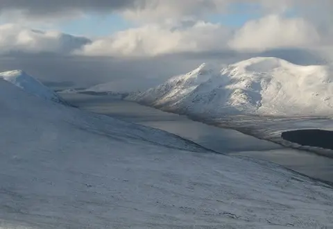 Photo of Loch Ericht, a loch near Dalwhinnie, Highland, the Scottish Highlands and Islands.