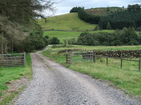 Photo along the Romans and Reivers Route, a long-distance trail running from Ae to Hawick, southern Scotland.